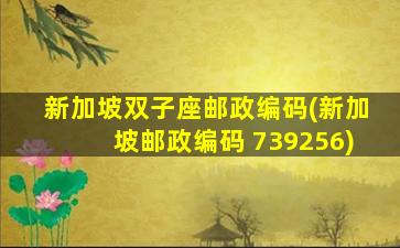 新加坡双子座邮政编码(新加坡邮政编码 739256)